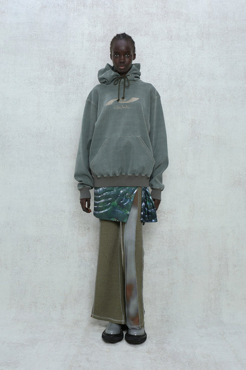 WASHED EMBROIDERY LOGO HOODIE -DARK GREEN- *Last1